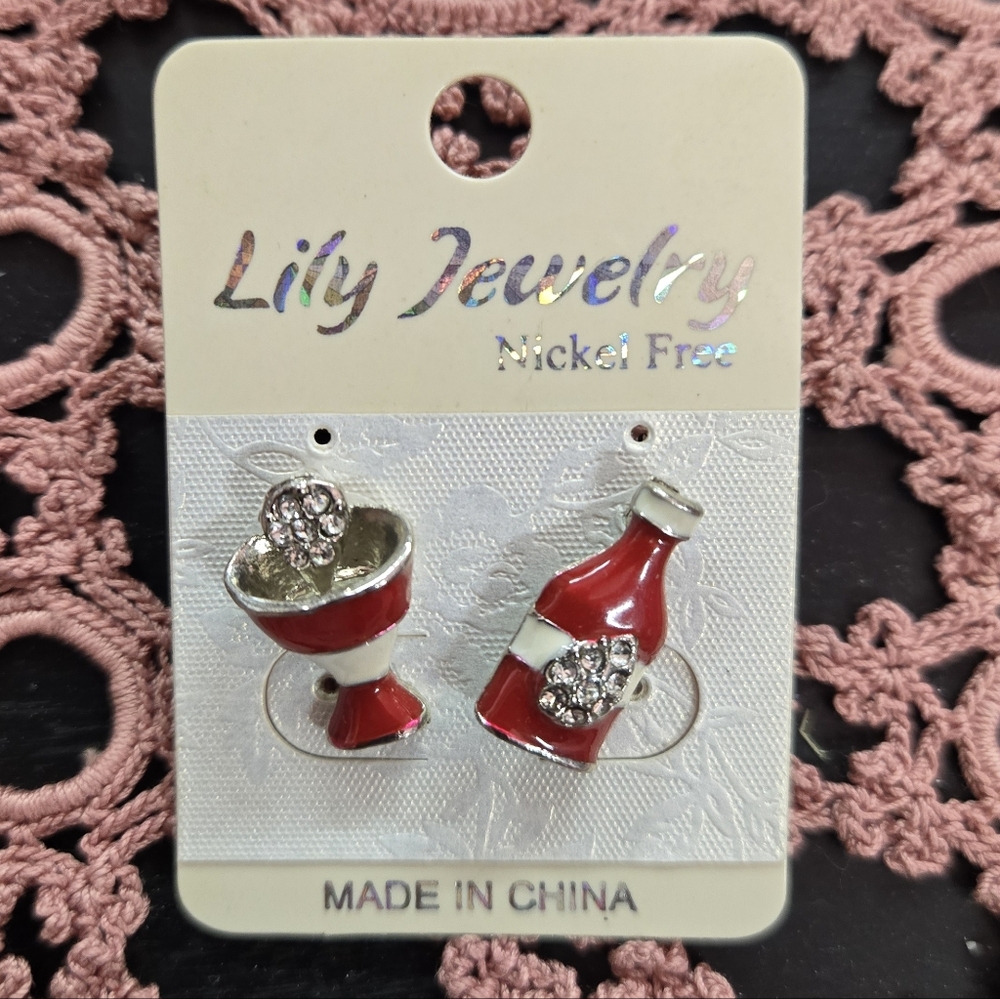 Lily Jewelry Red Drink Earrings Set
